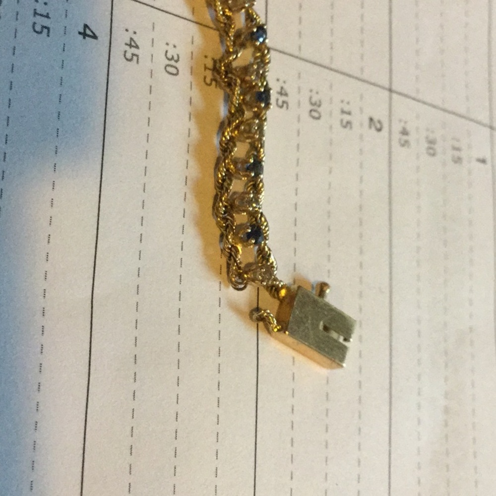 Gold sapphire diamond 14K bracelet cruise September birthstone estate  AS IS - Picture 12 of 14